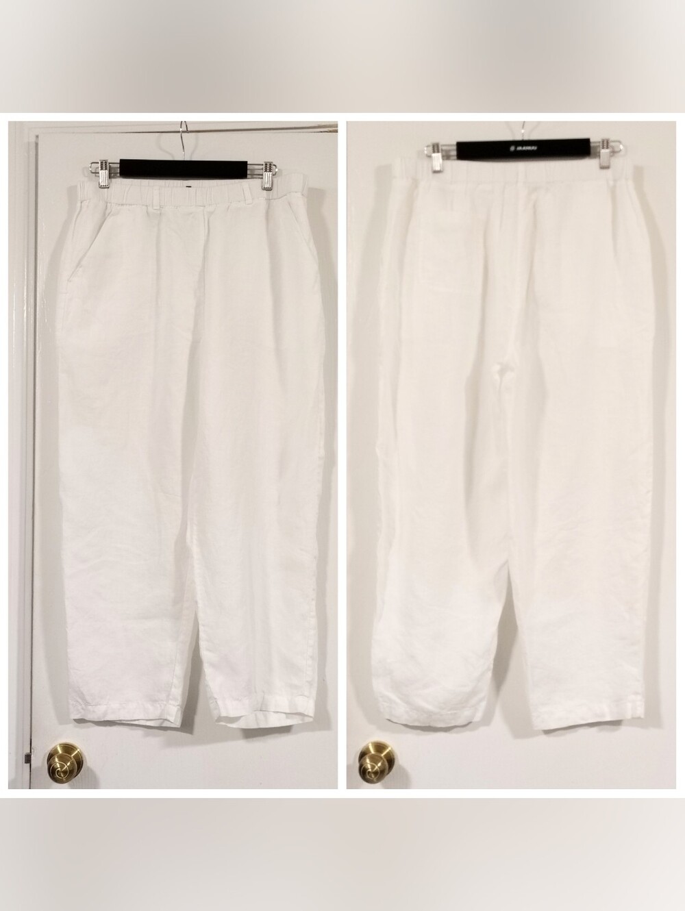 Quince White 100% European Linen Pants Women's Large Relaxed Lagenlook Coastal - Picture 10 of 10